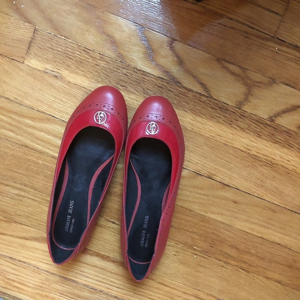 Authetic Armani Jeans womens Flats size39 Red Genuine leather